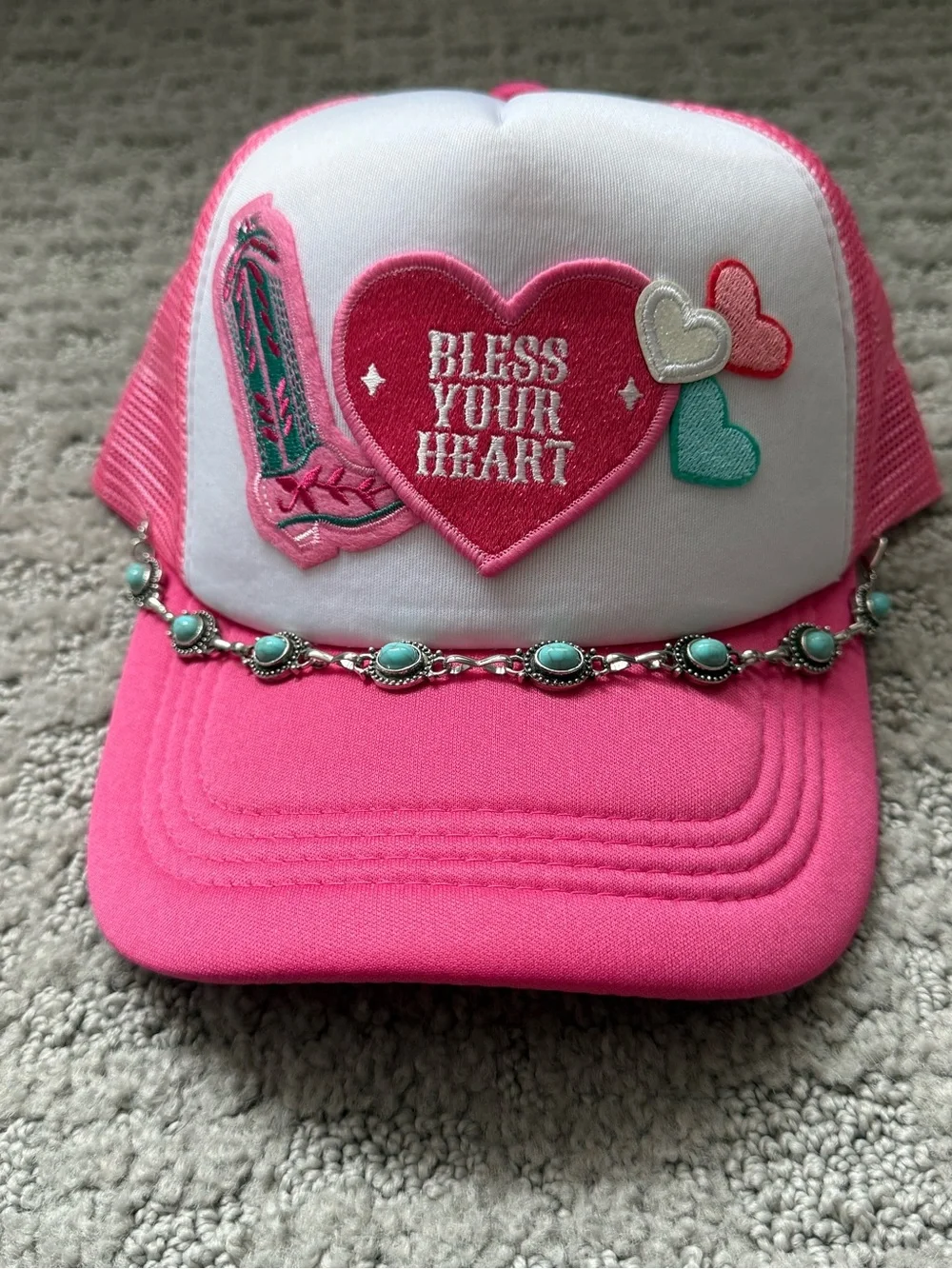 Pink western Trucker Hat mesh SnapBack